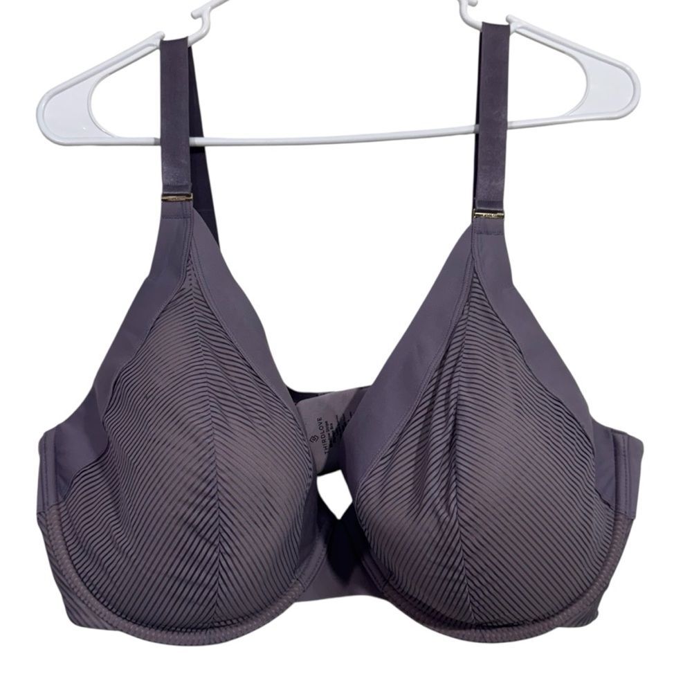 ThridLove 42E Pruple Shadow Stripe Plunge Smoothing Bra